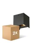 Duopak D'Lite LED Wandlamp Elingen Aluminium Zwart 4.9W 290lm - 830 Warm Wit | Lichtsensor
